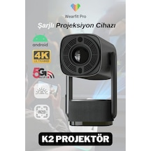 K2 Powerbank Şarjlı 4k Çözünürlük Android Projeksyion Cihazı 5g Wifi Destekli Full Hd Projektör-130253