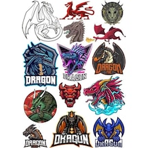 Ejderha Sticker Set 6 12 Parça Telefon, Tablet, Defter, Laptop Sticker