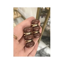 Kahverengi Gold Detaylı Sıralı Model Küpe