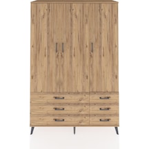 Hyperion Dolap 5 Raflı 6 Çekmeceli Tek Askılı 132x44x195 Çam-çam/çam Atlas Çam/atlas Çam