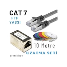 Irenıs 10 Metre, Siyah Cat7 Kablo Yassı Ftp Ethernet Network Lan Ağ Kablo Ve Ekleyici