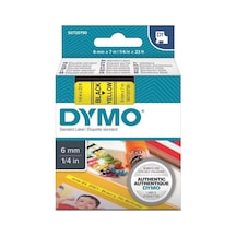 Dymo D1 Yedek Şerit Sarı/Siyah 6MM X 7M 43618