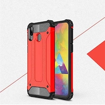 Galaxy M20 İle Uyumlu Çift Katman Koruyucu Crash Military Tank Kılıf - Kırmızı