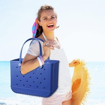 Dancemonkey Yıkanabilir Tote Taşınabilir Su Su Spor, Seyahat Plaj, Plaj Pazar Mavi Kum Kauçuk Geçirmez Geçirmez Eva Çantaları Çantaları Çanta Açık Ai Mavi