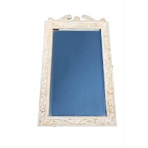 Vintage Oyma Desenli Çerçeveli Ayna 44,5x75 cm - Dekoratif Beyaz