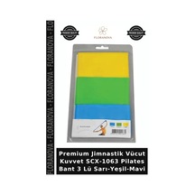 Premium Jimnastik Vücut Kuvvet Scx-1063 Pilates Bant 3 Lü Sarı-yeşil-mavi Çok Renkli