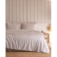 Madame Coco Saphir Family Size %100 Pamuk Ranforce Nakışlı Çarşaflı Nevresim Takımı - Beyaz 8684427205334