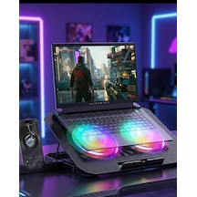 Rgb Işıklı Laptop Soğutucu Stand Çift Fanlı Sessiz Drnds - 91 Çalışan Ayarlanabilir
