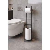Buççin Online Mağaza Yedekli Ayaklı Metal Beyaz Tuvalet Kağıtlığı Wc Kağıt Standı Metal Siyah Çok Renkli