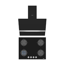 Simfer Steam Siyah 2'li Cam Ankastre Set (3653 Ocak + 8738 Davlumbaz)