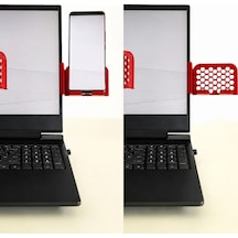 3d Baskı Monitor Telefon Tutucu - Petek Desenli Laptop Kenar Telefon Tutucu-kırmızı