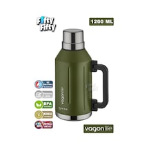 Vagonlife 1.2 Litre Bardaklı Kullanım Kulplu Paslanmaz Çelik Termos-ffvgn1004-1200ml Yeşil