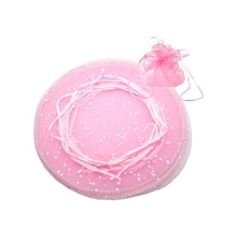 Büzgülü Kese. 24 Cm Pullu Organze. 25 Adet - Pembe