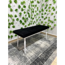 Özcan Metal Beyaz Metal Ayaklı Metal Kasalı Bench Mutfak Salon Antre Yatak Odası Balkon Puf Bank Siyah