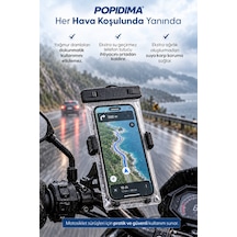 Universal Su Geçirmez Şarj Girişli Motosiklet Scooter Bisiklet Atv Telefon Tutucu Poşet Kılıf Beyaz
