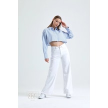 Woddi Salaş Beyaz Pantolon Jeans Likralı Esnek