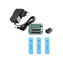 3 Adet Aspilsan Li-ion Pil, 3s 40a Bms, 12 Volt 1 Amper Adaptör Ve 5,5x2,5 Dişi Soket