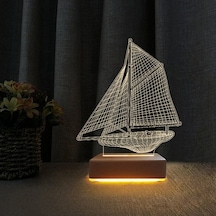 3D Led Gece Lambası Yelkenli Gemi Modeli Masa Lambası