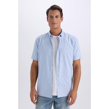 DeFacto %100 Pamuk Regular Fit Polo Yaka Oxford Yazlık Kısa Kollu Gömlek D7419AX25SMBE196