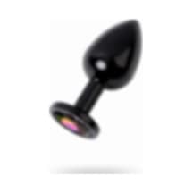 Red Fox Metal Rainbow Taşlı Siyah Anal Plug Orta Boy
