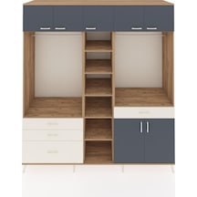 Kronos Dolap 11 Raflı 4 Çekmeceli 2 Askılı 220x59x243 Çam-antrasit/aytaşı Antrasıt/aytası
