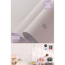 Trendpoint Kendinden Yapışkanlı 60cm 500cm Pembe Yıldızlı Duvar Kağıdı Dolap Çocuk Odası Kaplama