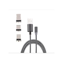 Type-C, Android 3 Yuvarlak Başlık Manyetik Şarj Usb Kabl