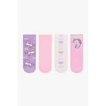 Penti Kız Çocuk Pembe Unicorn Pamuklu 4 Çift Soket Çorap