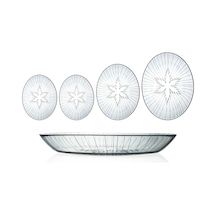 Decocia 4 Adet Oval Cam Salata Sunum Tabak Takımı Vega Desenli