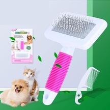 Kedi Köpek Evcil Hayvan Tüy Tarama Kaşıma Fırçası Telli Taraklı Pembe