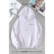 Macklin Unisex Kadın Erkek Essentials Özel Tasarım Baskılı Kapşonlu Sweatshirt Beyaz Mck0869 Beyaz