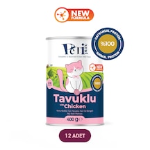 Tavuklu Yaş Konserve Yavru Kedi Maması, Jöle İçinde Parça Etli, 400 Gr X 12 Adet