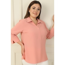 By Saygı Polo Yaka Cepli Çeyrek Kol B.b. Bluz Somon