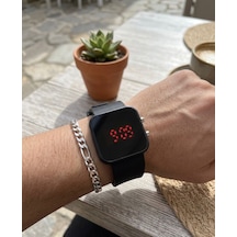Unisex Dijital Led Kol Saati Silikon Kordon Bileklik Hediyeli Dokunmatik Spor Kol Saati Siyah