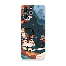 Xiaomi Redmi 12 Uyumlu Sevimli Astronot Uzay Macerası Desenli Silikon Kılıf