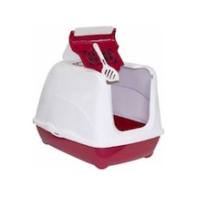 Flip Cat Kapalı Kedi Tuvaleti 50 Cm Kırmızı