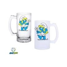 Şirine Kulplu Bira Bardağı Buzlu Veya Şeffaf Seçenekli 0356