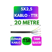 Öznur 5x2,5 Ttr Kablo Siyah Metre Seçenekli - 20 Metre