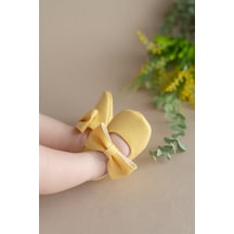 Sarı Kız Bebek Suni Deri Fiyonklu Babet Patik İlk Adım Ayakkabısı