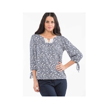 Yaka Detaylı Kadın Bluz Kt01829 Lacivert