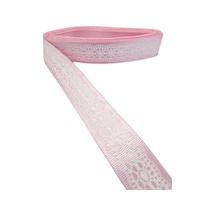 Tafta Dantel Görünümlü Kurdele Pembe 25 Mm 2 Metre