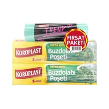 Koroplast Fırsat Paketi Orta Boy Buzdolabı + Trend Büzgülü Çöp Poşeti 3 Lü Set