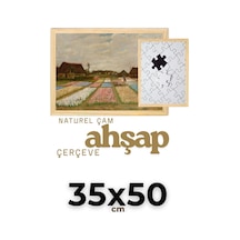 Ahşap-35x50 Cm Ahşap Çerçeve 2cm En, 2,5cm Derinlik Puzzle Fotoğraf Poster Resim Çerçevesi Naturel Çam