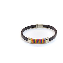 Rainbow Core Siyah Hakiki Deri Erkek Bileklik-1392 Antrasit