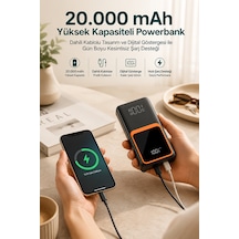 20.000 Mah Taşınabilir Şarj Cihazı Dijital Göstergeli Kablolu Powerbank - Lisinya Siyah