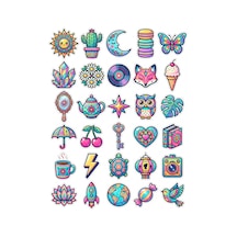Sanat Tasarım Geometrik Sticker Seti 150 Adet - 5'li Mega Paket - Laptop Defter Ajanda Etiketi Çok Renkli