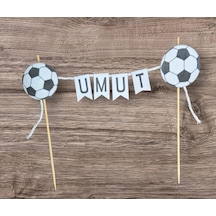 Futbol Konseptli Doğum Günü İsimli Pasta Süsü Fleması