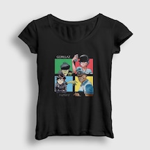 Presmono Kadın Humanz Gorillaz T-shirt Siyah