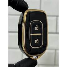 Dacia Uyumlu Duster Logan Sandero Nano Anahtar Kılıfı 2 Siyah Gold Renk