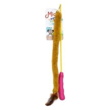 Peluşlu Tüylü Kedi Olta Oyuncağı Sarı-pembe